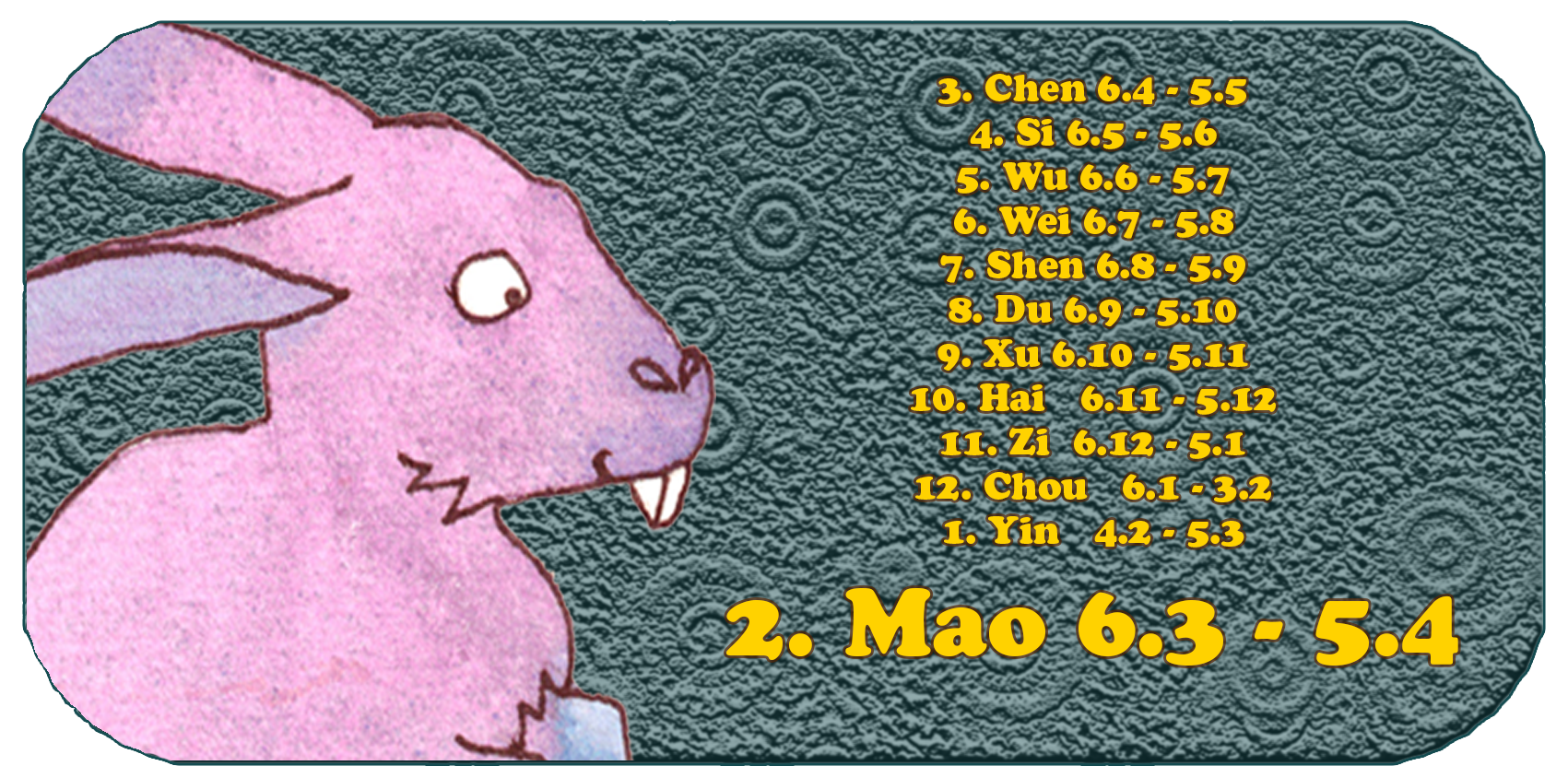 Chinese Zodiac | The Twelve Chinese Animals | Rabbit, March, month 2, Mao
